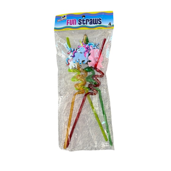 Other - ⚡️NIP Colorful Unicorn Fun Straws - 4 Pack